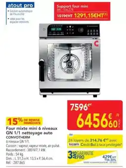 METRO Convotherm - four mixte mini 6 niveaux gn 1/1 nettoyage auto offre