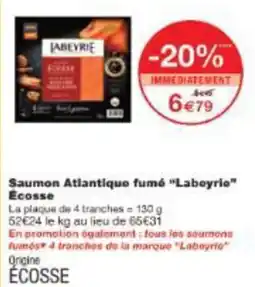 Monoprix Saumon atlantique fumé laboyrio ecosse offre
