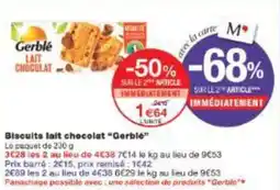 Monoprix Biscuits lait chocolat gerblé offre