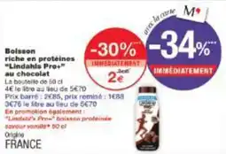 Monoprix Boisson riche en protéines lindahls pro+ au chocolat offre