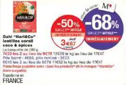 Monoprix Dahl hari&co lentilles corail coco & épices offre
