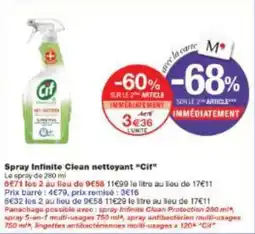 Monoprix Spray infinite clean nettoyant cif offre