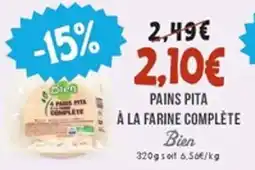 Naturalia BIEN Pains pita à la farine complète offre