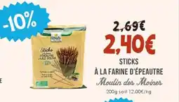 Naturalia MOULIN DES MOINES Sticks à la farine d'épeautre offre