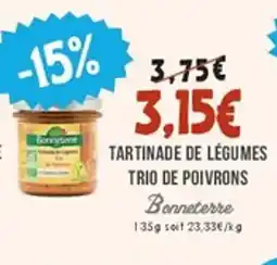 Naturalia BONNETERRE Tartinade de légumes trio de poivrons offre