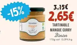 Naturalia BIOSTER Tartinable mangue curry offre