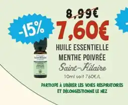 Naturalia SAINT-HILAIRE Huile essentielle menthe poivrée offre