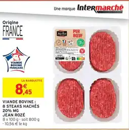 Intermarché JEAN ROZÉ Viande bovine: 8 steaks hachés offre