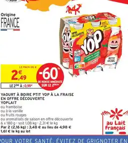 Intermarché YOPLAIT Yaourt à boire ptit yop à la fraise en offre découverte offre