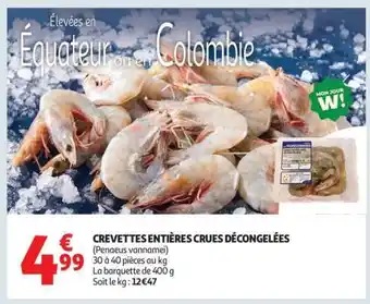 Auchan Crevettes Entières Crues Décongelées offre