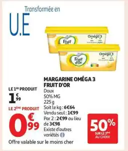 Auchan Margarine Oméga 3 Fruit D'or offre