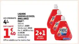 Auchan LIQUIDE VAISSELLE EXCEL BRILLANCE PAIC offre