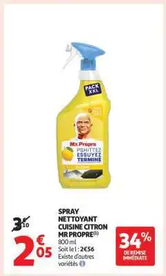 Auchan SPRAY NETTOYANT CUISINE CITRON MR PROPRE offre