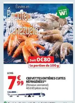Auchan Crevettes Entières Cuites Réfrigérées offre