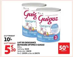 Auchan LAIT DE CROISSANCE EN POUDRE OPTIPRO 3 GUIGOZ offre