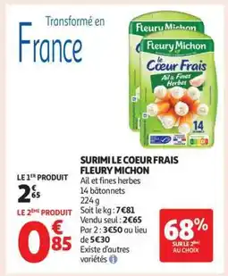 Auchan Surimi Le Coeur Frais Fleury Michon offre