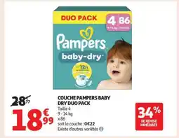 Auchan COUCHE PAMPERS BABY DRY DUO PACK offre