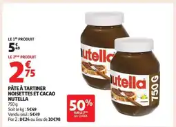 Auchan Pâte À Tartiner Noisettes Et Cacao Nutella offre