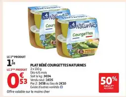 Auchan PLAT BÉBÉ COURGETTES NATURNES offre