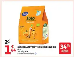 Auchan SNACKS CAROTTE ET MAÏS HERO SOLO BIO offre