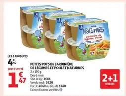 Auchan PETITS POTS DE JARDINIÈRE DE LÉGUMES ET POULET NATURNES offre