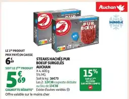 Auchan Steaks Hachés Pur Bœuf Surgelés Auchan offre