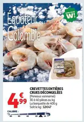 Auchan Crevettes Entières Crues Décongelées offre