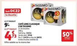 Auchan CAFÉ LONG CLASSIQUE L'OR TASSIMO offre