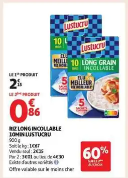 Auchan Riz Long Incollable 10Min Lustucru offre