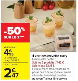 Cora x Carrefour 4 verrines crevette curry offre