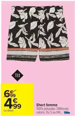 Carrefour Drive Tex - short femme offre