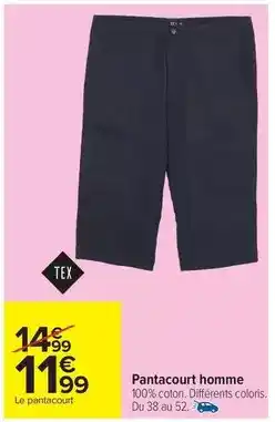 Carrefour Drive Tex - pantacourt homme offre