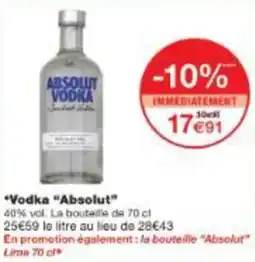 Monoprix Vodka absolut offre