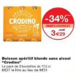 Monoprix Boisson apéritif blonde sans alcool crodino offre