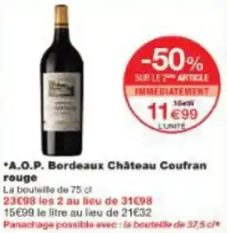 Monoprix Aop bordeaux château coufran rouge offre