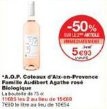 Monoprix Aop coteaux d'aix en provence famille audibert agathe rosé biologique offre
