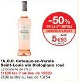 Monoprix Aop coteaux en varois saint louis vin biologique rosé offre