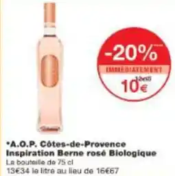 Monoprix Aop côtes de provence inspiration berne rosé biologique offre