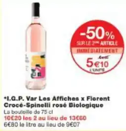 Monoprix Igp var les affiches x florent crocé spinelli rosé biologique offre