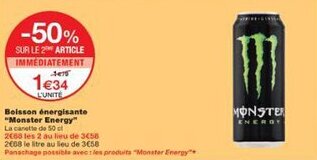 Monoprix Boisson énergisante monster energy offre