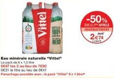 Monoprix Eau minérale naturelle vittel offre