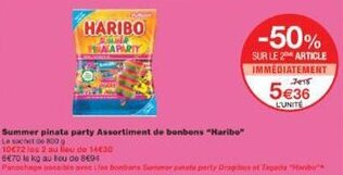 Monoprix Summer pinata party assortiment de bonbons haribo offre