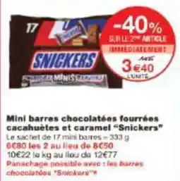 Monoprix Mini barres chocolatées fourrées cacahuètes et caramel snickers offre
