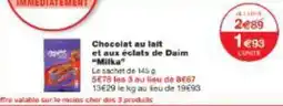 Monoprix Chocolat au lait et aux éclats de daim milka offre