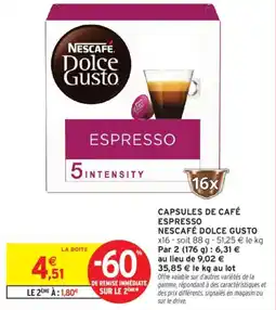 Intermarché NESCAFÉ DOLCE GUSTO Capsules de café espresso offre