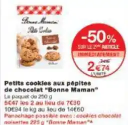 Monoprix Petits cookies aux pépites de chocolat bonne maman offre