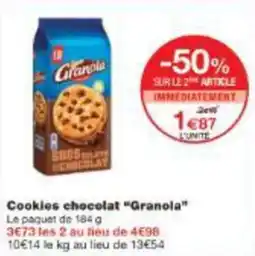 Monoprix Cookies chocolat granola offre