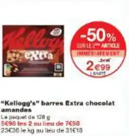 Monoprix Kellogg s barres extra chocolat amandes offre