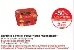 Monoprix Sardines à l'huile d'olive vierge connétable offre