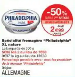 Monoprix Spécialité fromagère philadelphia xl nature offre